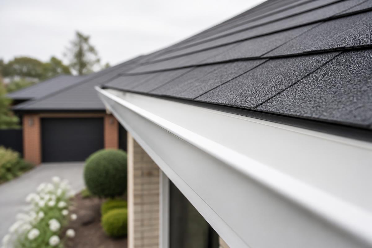 Clear roof gutter after professional cleaning